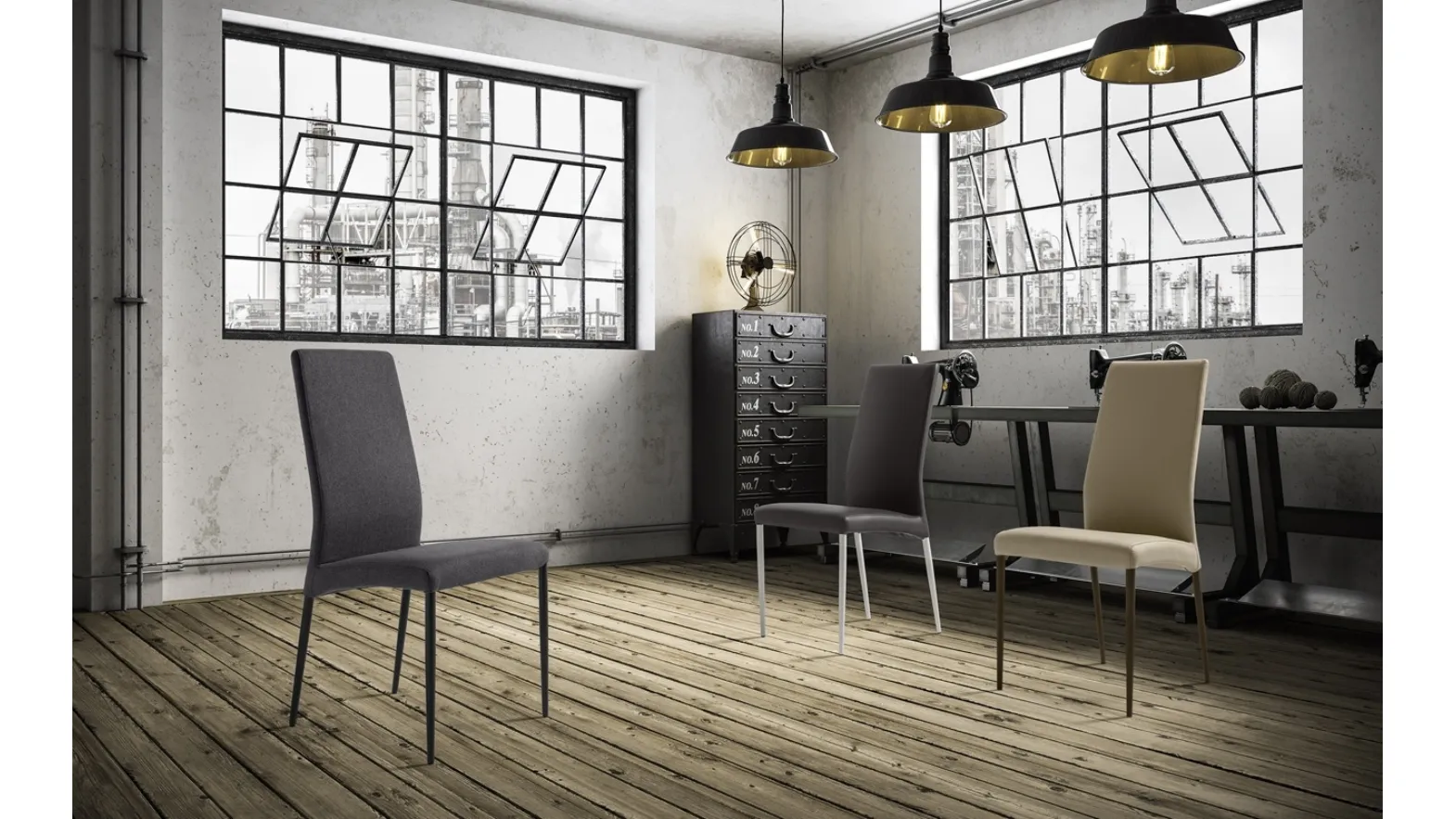 Bond Atelier chair in faux leather or fabric with a painted metal structure by Zamagna