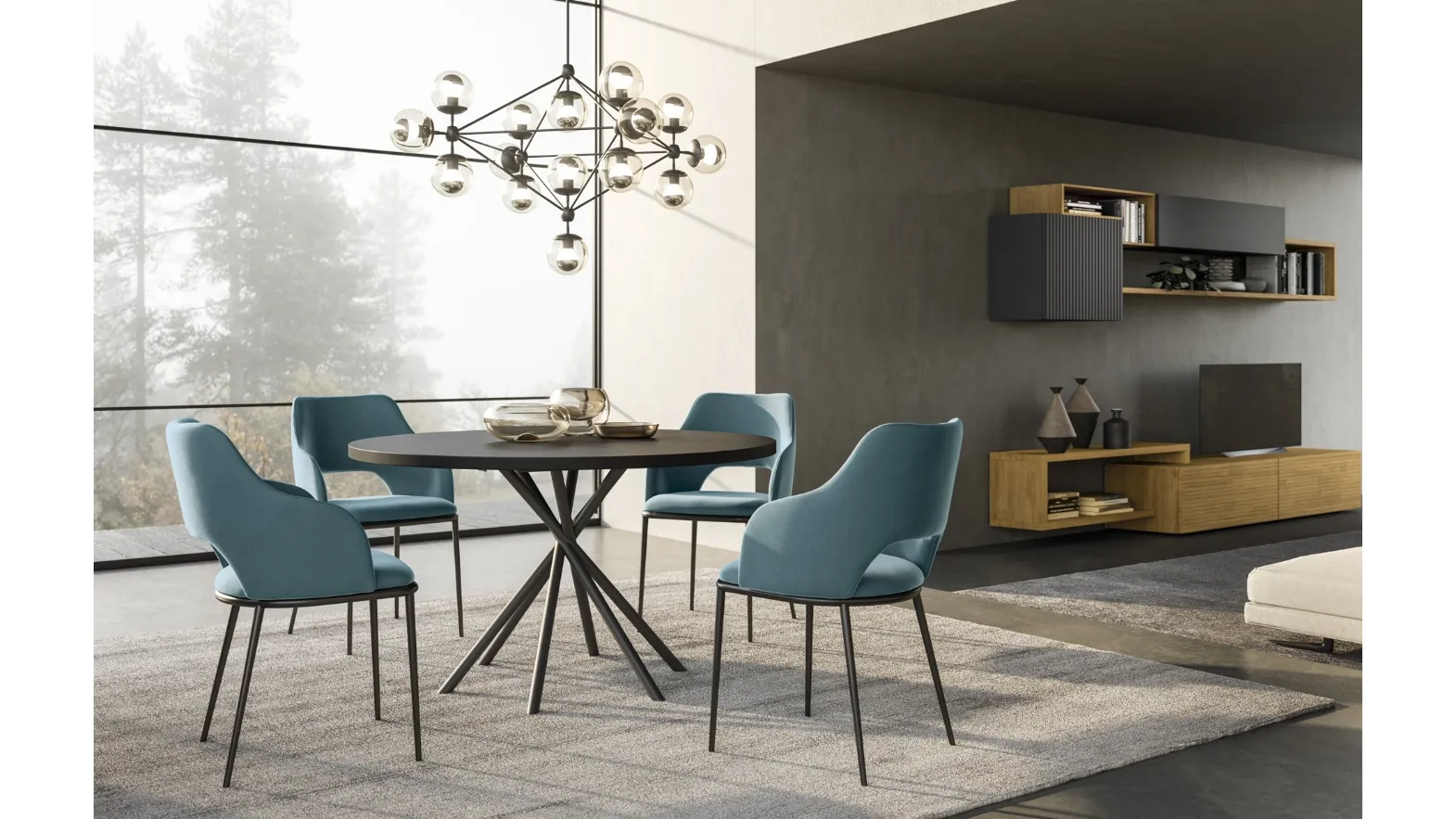Diva Chair with upholstered fabric and metal legs by FGF Mobili