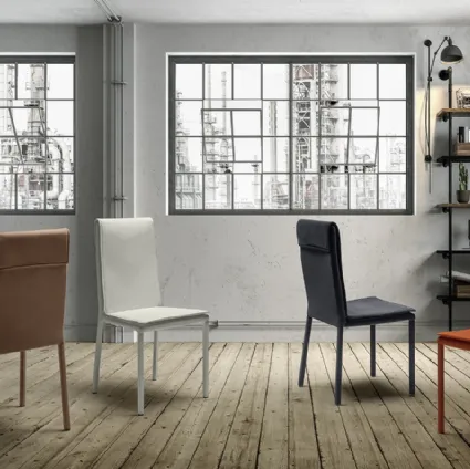 Kilt Atelier stackable chair upholstered in Zamagna leather or fabric