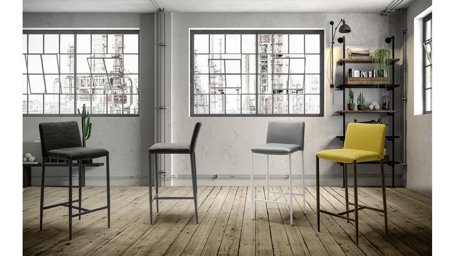 Memphis Atelier stool in fabric or eco-leather by Zamagna