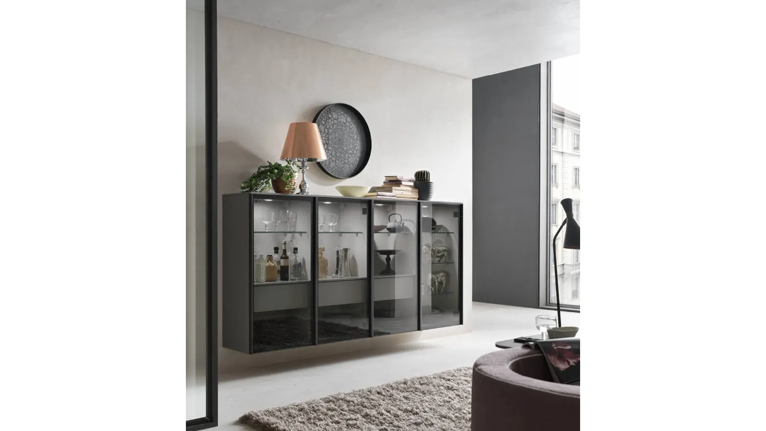 Wall-mounted suspended sideboard Setaplus sa1621 by Maron