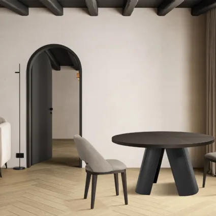 Round wooden table Arcos by FGF Mobili.