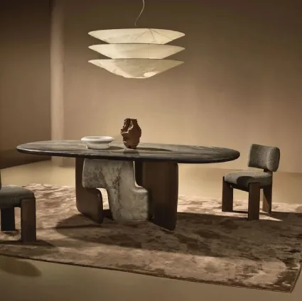 Balance Table in marble and wood by Nature Design