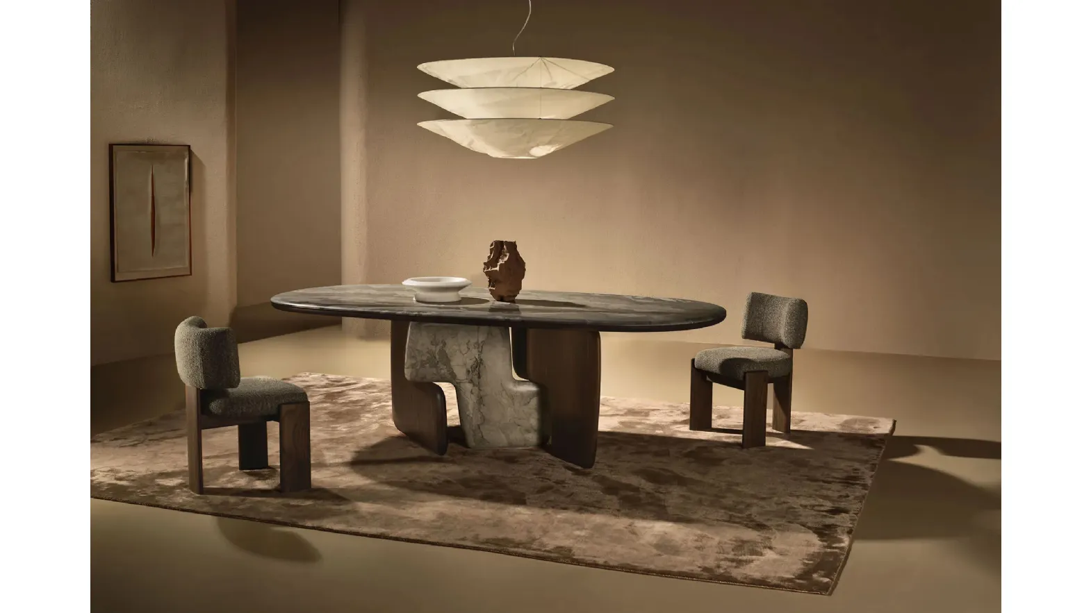 Balance Table in marble and wood by Nature Design