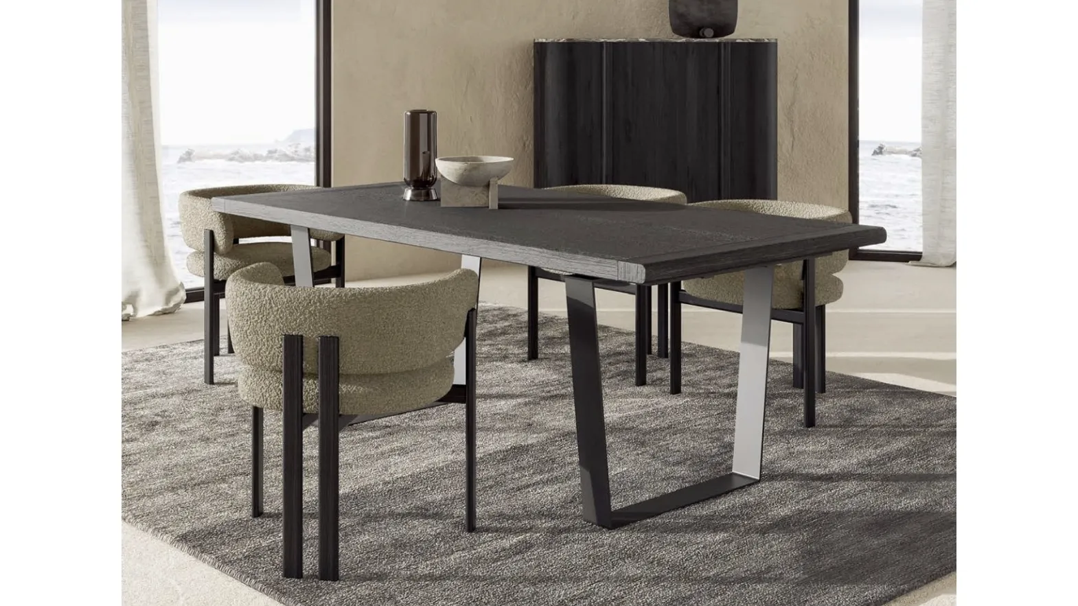Cocoon Extendable Table in Ancient Wood Black by Nature Design