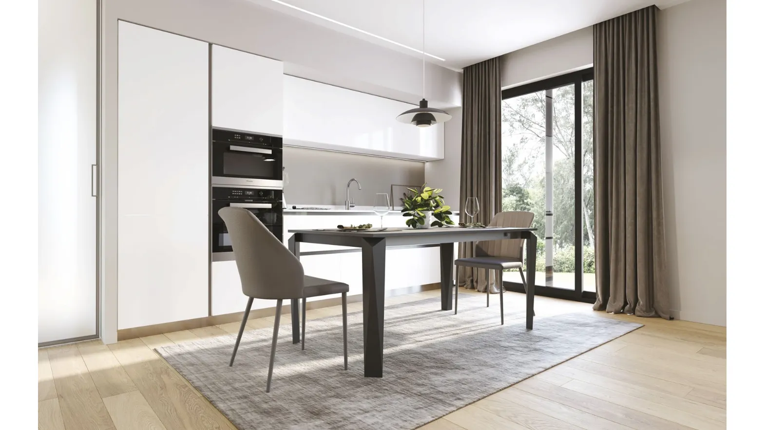 Diamond extendable table in anthracite cement laminate by Zamagna