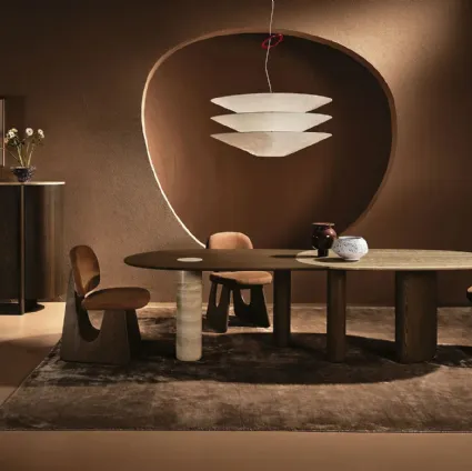 Lymph Big Table in marble and wood by Nature Design