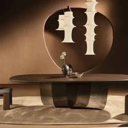 Velombra Table in Wood with Glass Base by Nature Design
