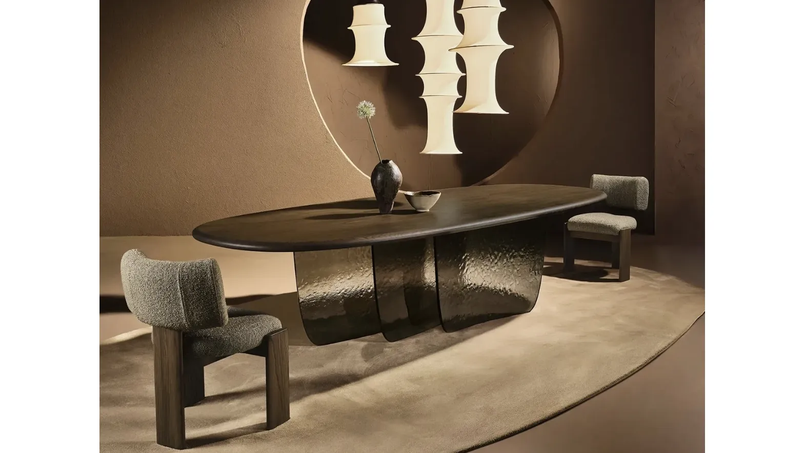 Velombra Table in Wood with Glass Base by Nature Design