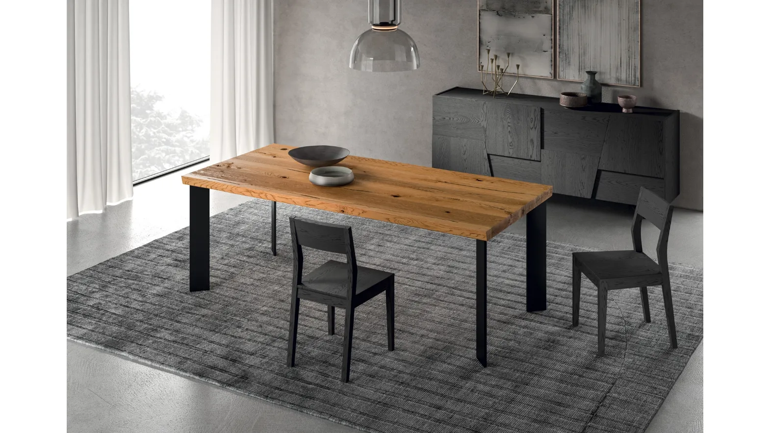 Zenit Table in Oak and Metal by FGF Mobili