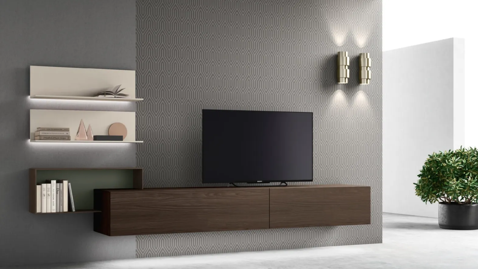 Wall-mounted TV stand SM2358 by Maronese.