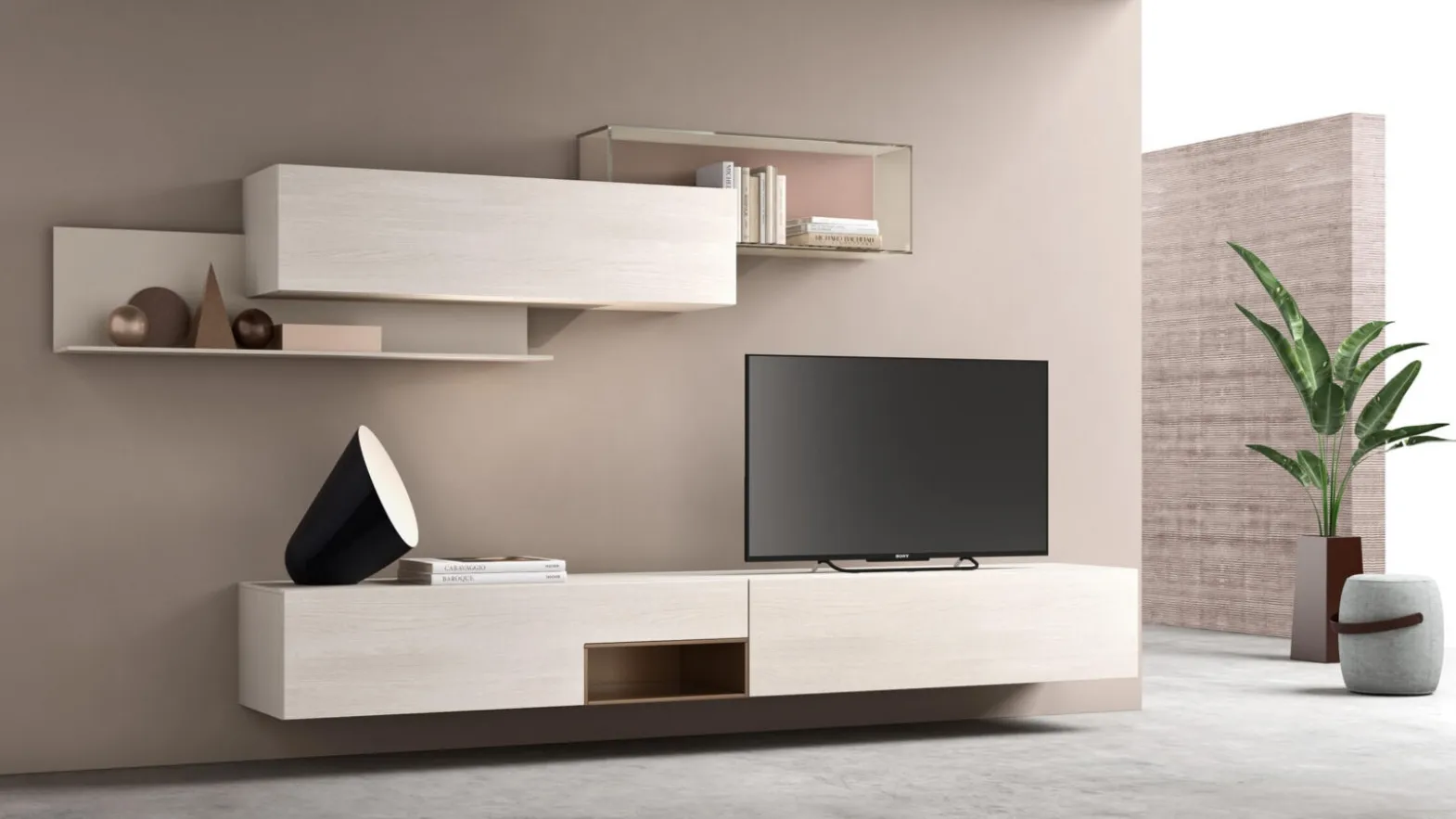 Wall-mounted TV stand SM2377 by Maronese.