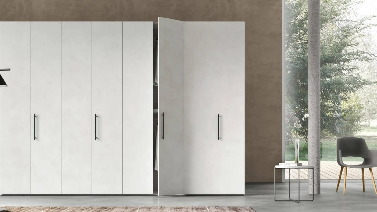 Smooth swing door wardrobe by Maronese.
