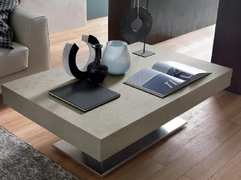 Convertible coffee table with Ares Mega cement effect top by Altacom.