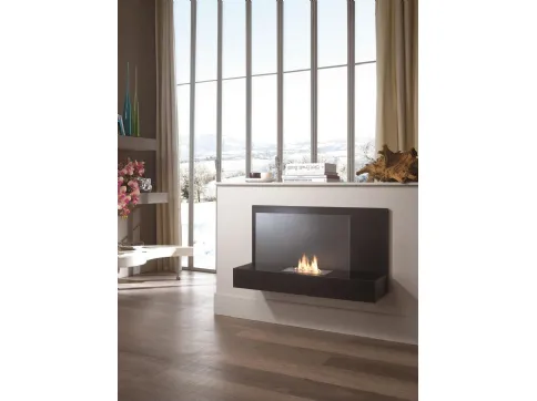 Bmovie fireplace in stainless steel and tempered glass by Stones
