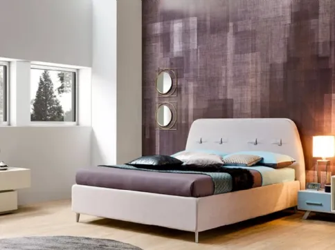 Double bed with slightly curved headboard SC222 by Moretti Compact