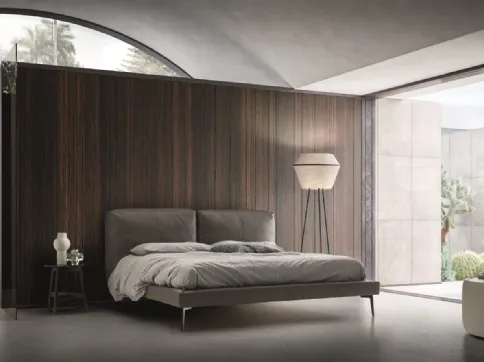Sound upholstered double leather bed by Ditre Italia