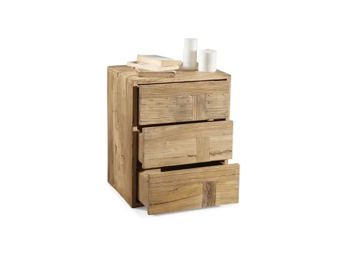 Joint bedside table in ash with three drawers by Nature Design