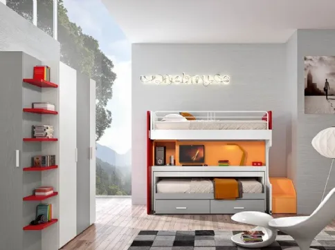Save space bedroom for boys with sliding bed model 925 by Ferrimobili.