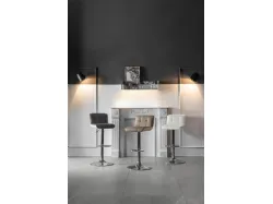 Kurt stool in padded and quilted eco-leather with chromed metal structure with adjustable lift by Stones