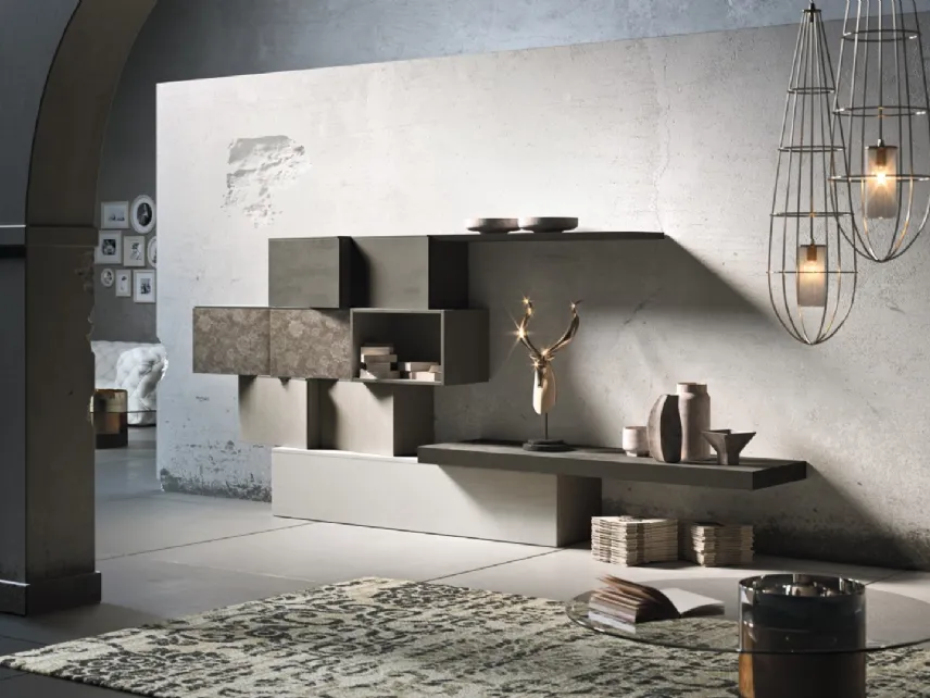 Club36 Elite 5001 Storage Wall in matt lacquer and doors with decoration by 2B Italia