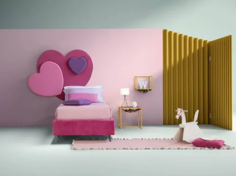 Sweet modern bed with heart-shaped headboard by Bside