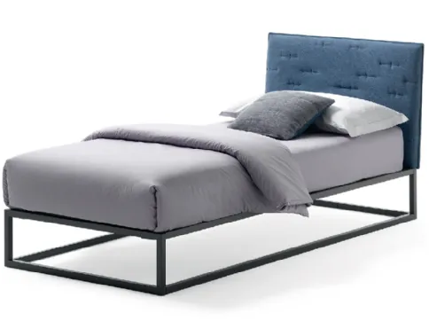 Twist single bed with upholstered metal structure by Bside