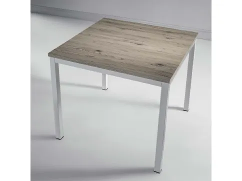Metal Classic table in vintage oak melamine with metal structure by La Seggiola