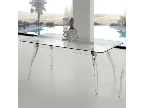 Regina Table design table in transparent tempered glass with transparent acrylic structure and polycarbonate legs by La Seggiola