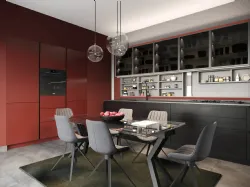 Modern corner kitchen with soft rust finish by Life Cucine.