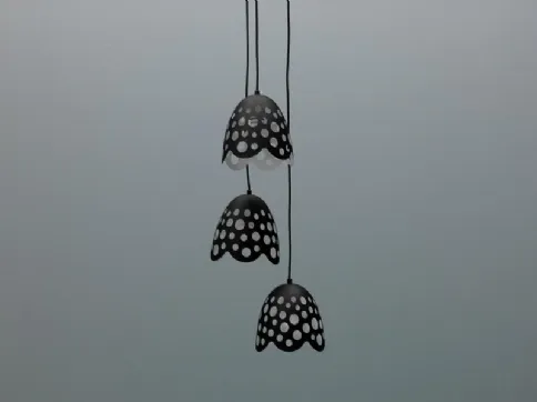Bells suspension lamp in Black painted metal by Stones