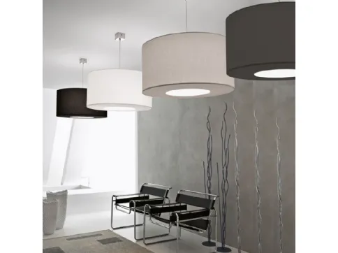 Suspension lamp in dove gray or black fabric by Adriani and Rossi