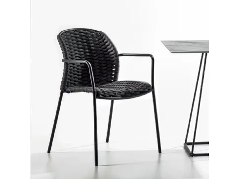 Biarritz metal chair covered in polyester rope by La Seggiola